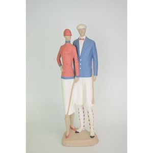 Contemporary Modern Golfing Couple Sculpture by Austin Productions Dated 1987